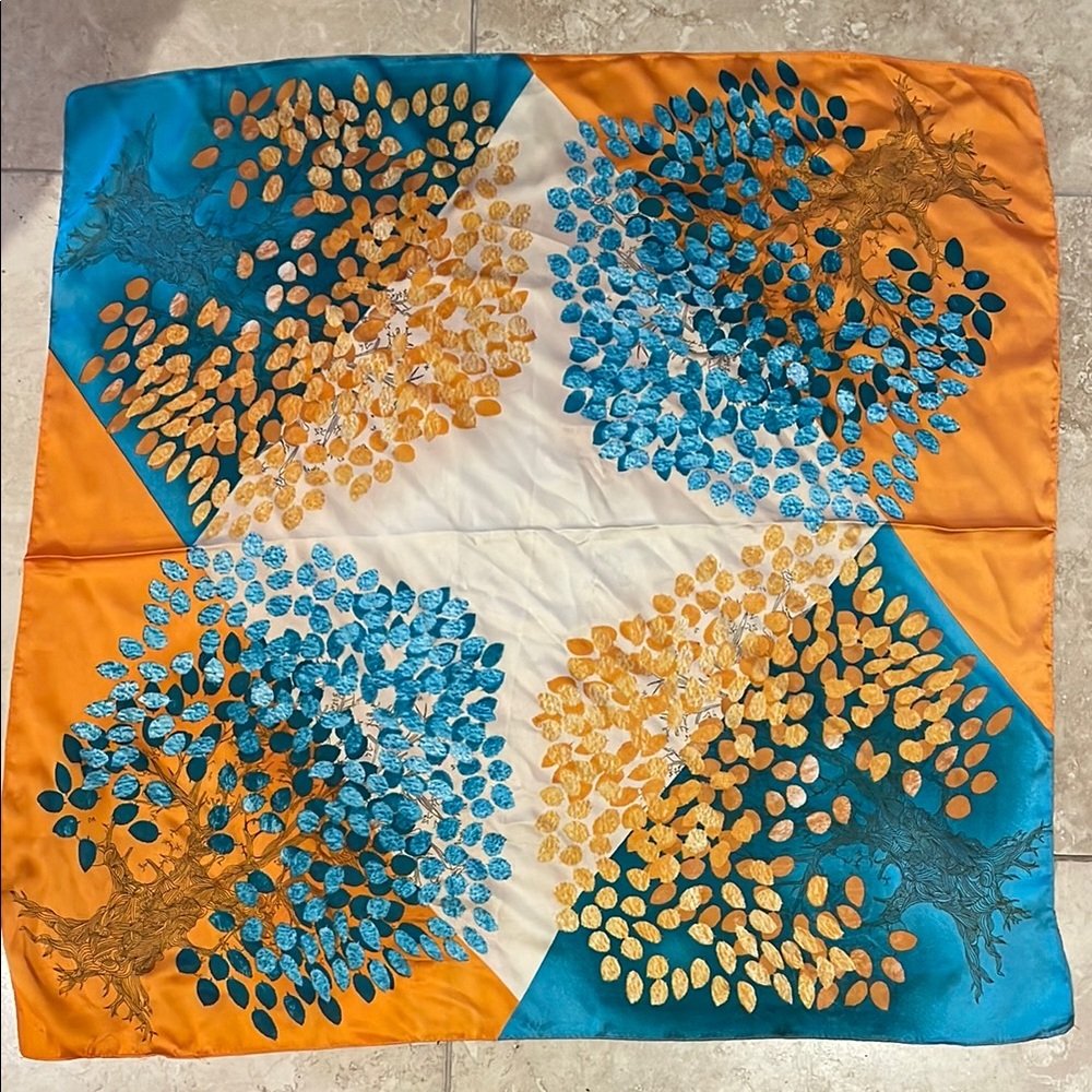 Colorful Tree Pattern Silk Scarf 24x24